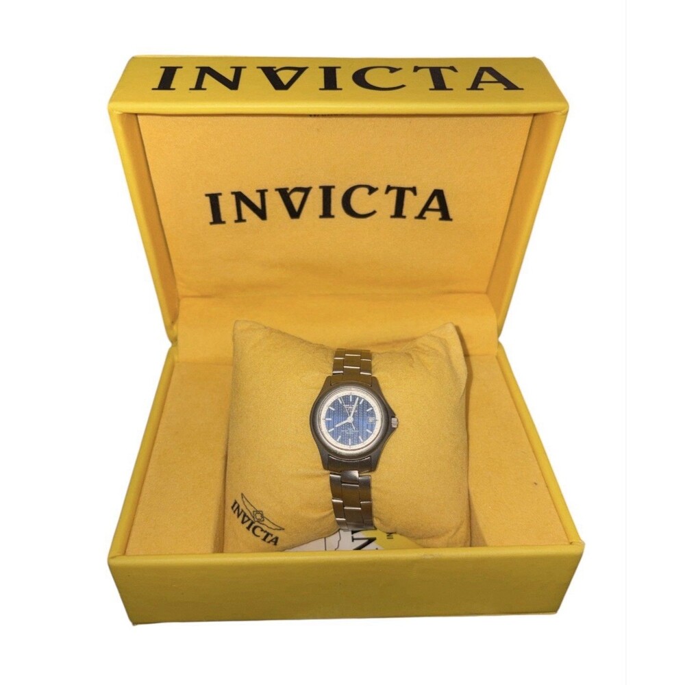 Invicta 9648 Women's Watch Silver Blue Dial Quartz 50M Water Resistant Needs Bat
